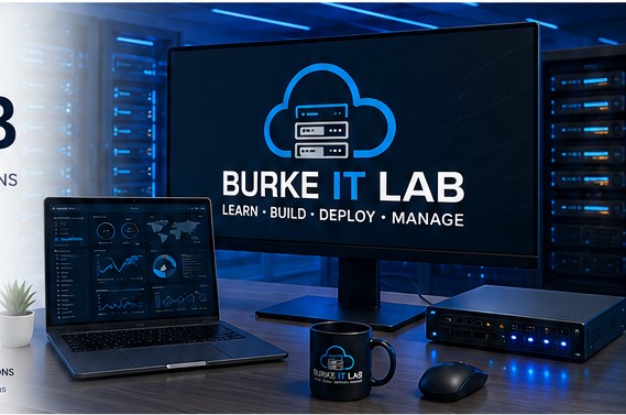 Modern server room representing the Burke IT Lab environment